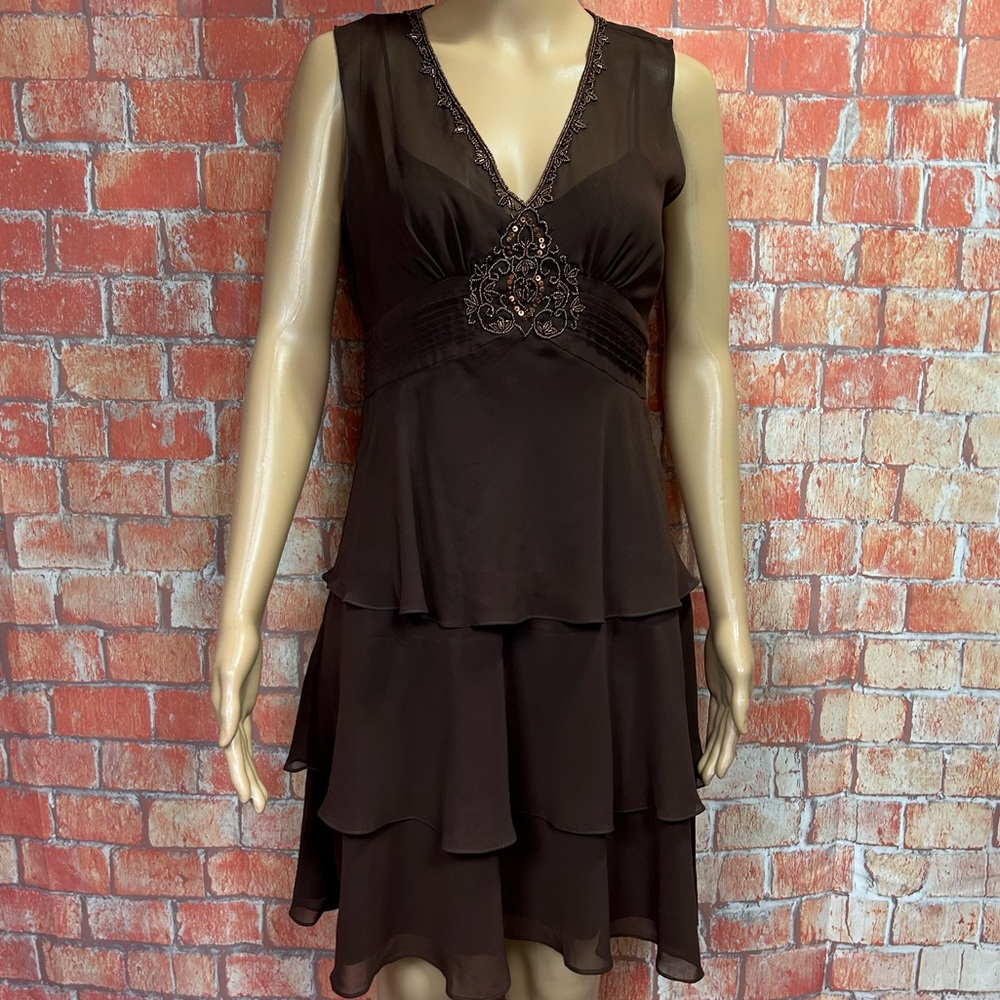 Liz Claiborne Beaded Tiered Chiffon‎ Dress